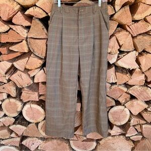 Large‎ Plaid Wide Leg Pants Brown Neutral Fall Colours Y2K 90s Skater 70s Twee